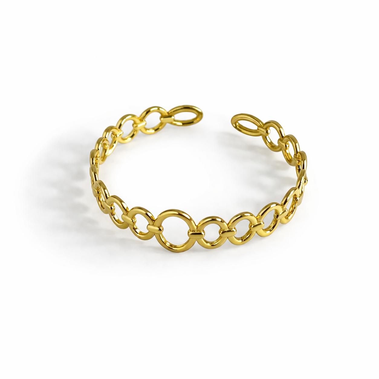 Oval Link Gold Bangle Bracelet (Adjustable Size)