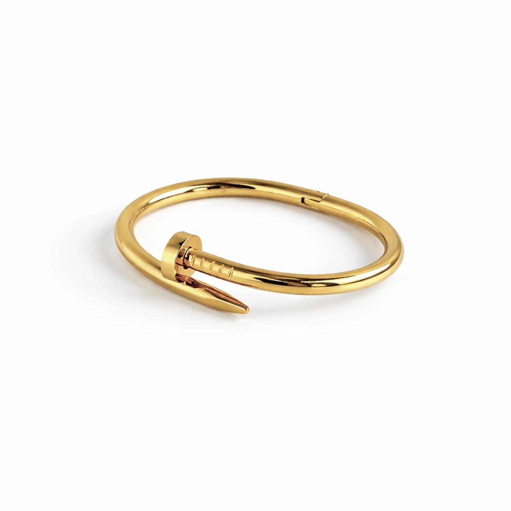 Nail Thick Gold Bangle Bracelet (Free Size)