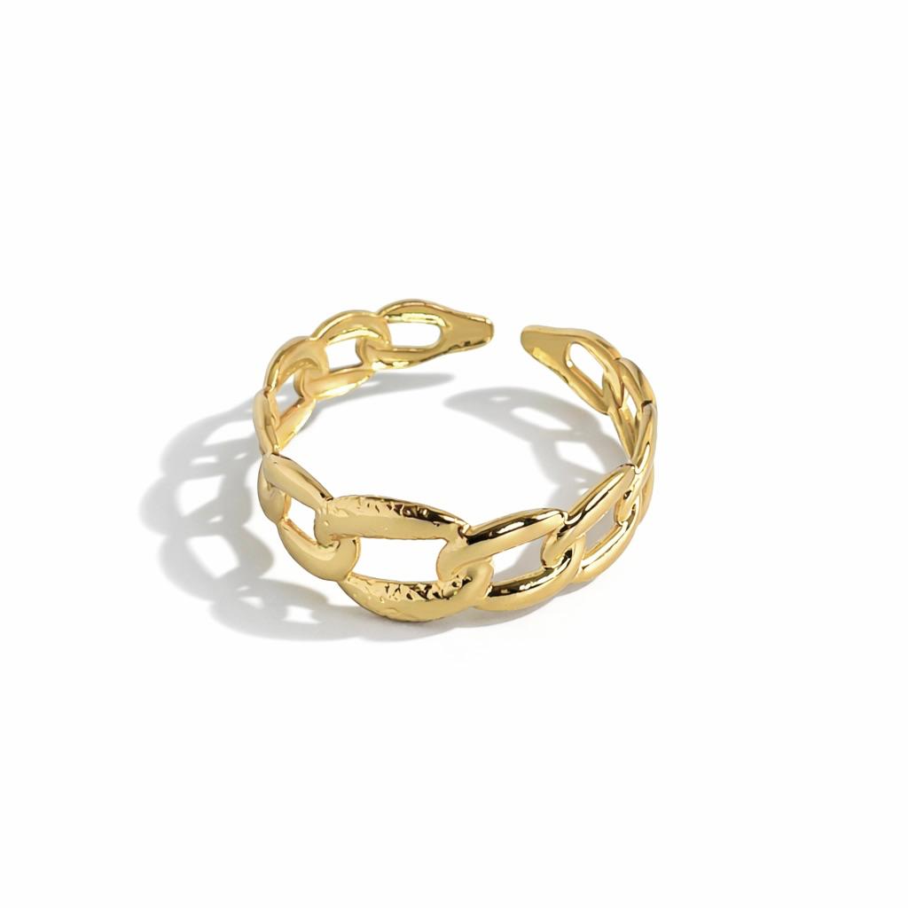 Link Gold Bangle Bracelet (Adjustable Size)