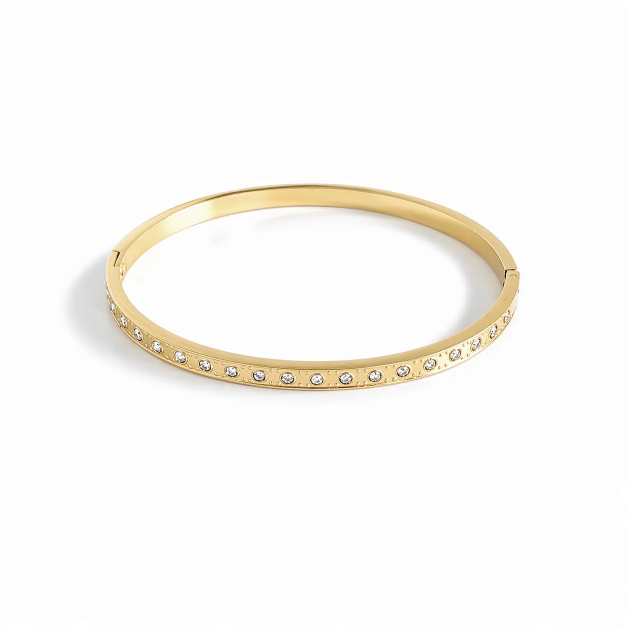 Stone Gold Bangle Bracelet (Free Size)