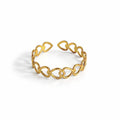 Linked Heart Gold Thin Wrist Bangle Bracelet
