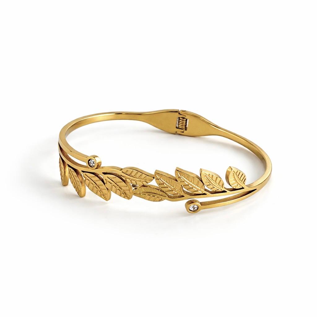 Leaves Gold Bangle Bracelets (Free Size)