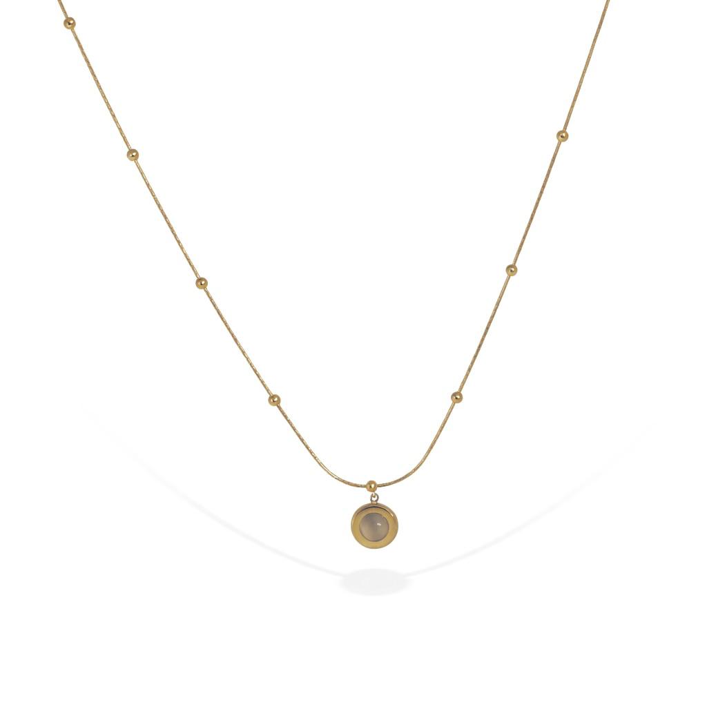 Beige Stone Gold Necklace