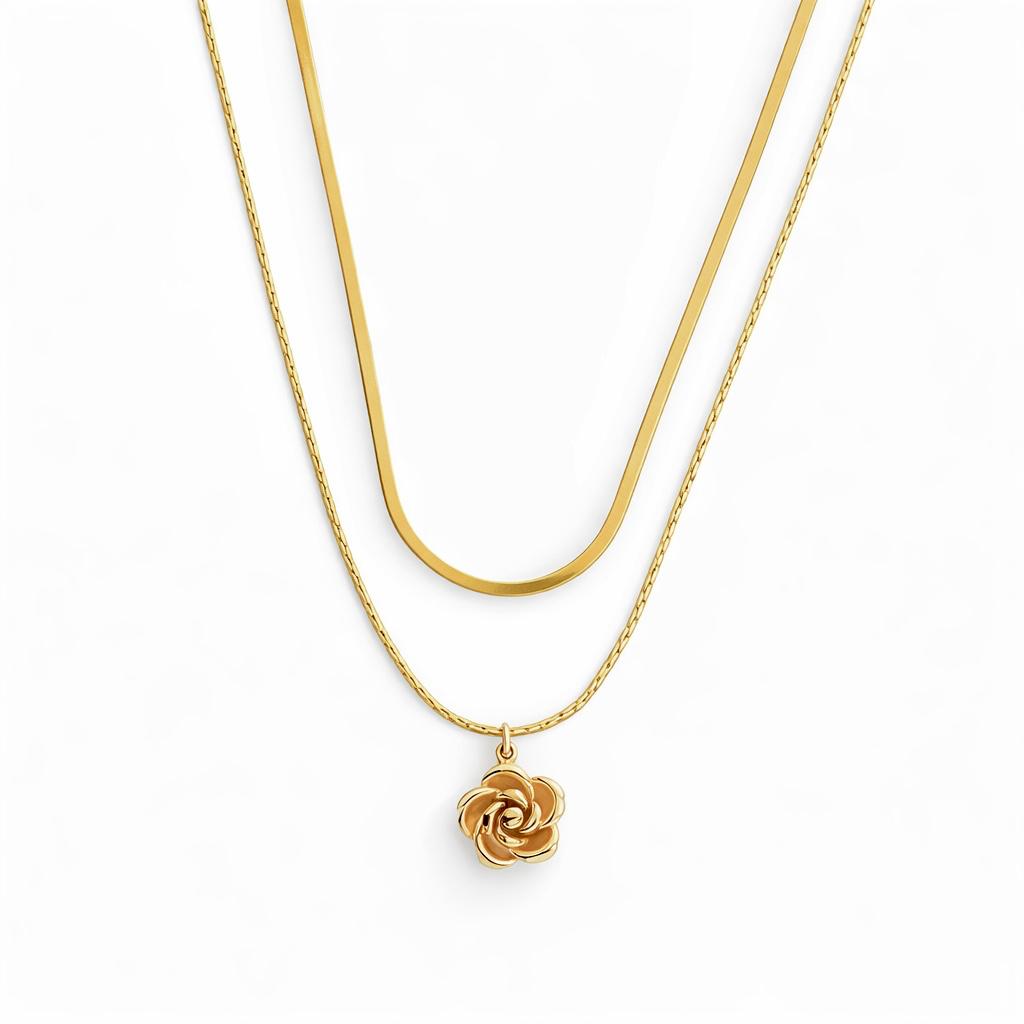 Rose Layered Gold Necklace
