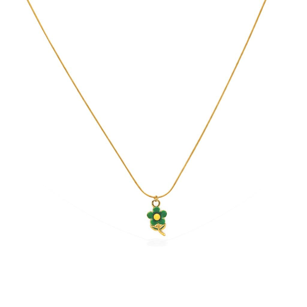 Green Flower Gold Necklace