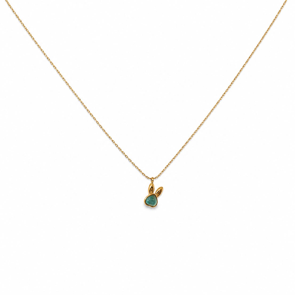 Green Bunny Gold Necklace