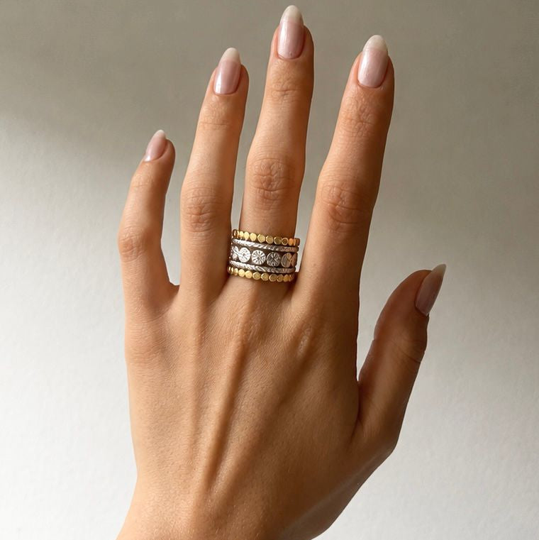 Mandala Silver And Gold Ring (Adjustable Size)