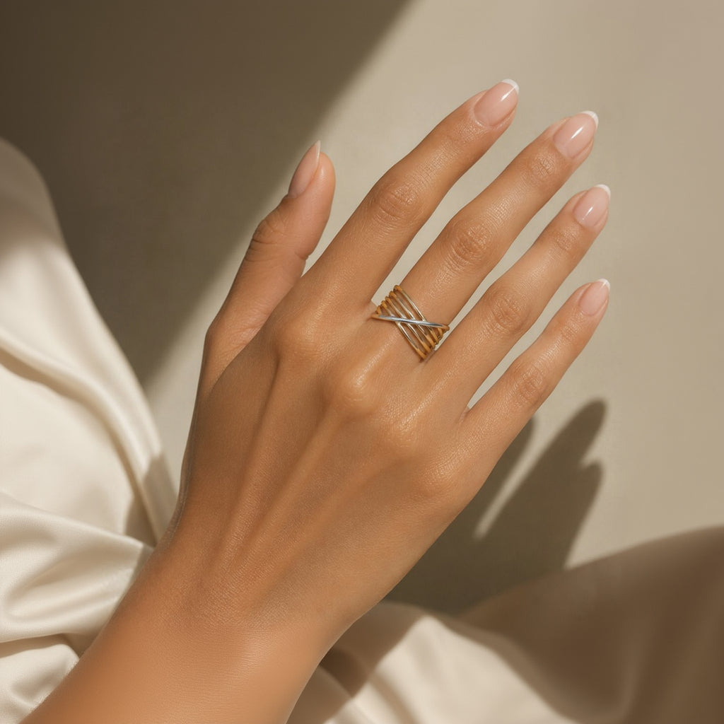 Silver Line Gold Ring (Adjustable Size)