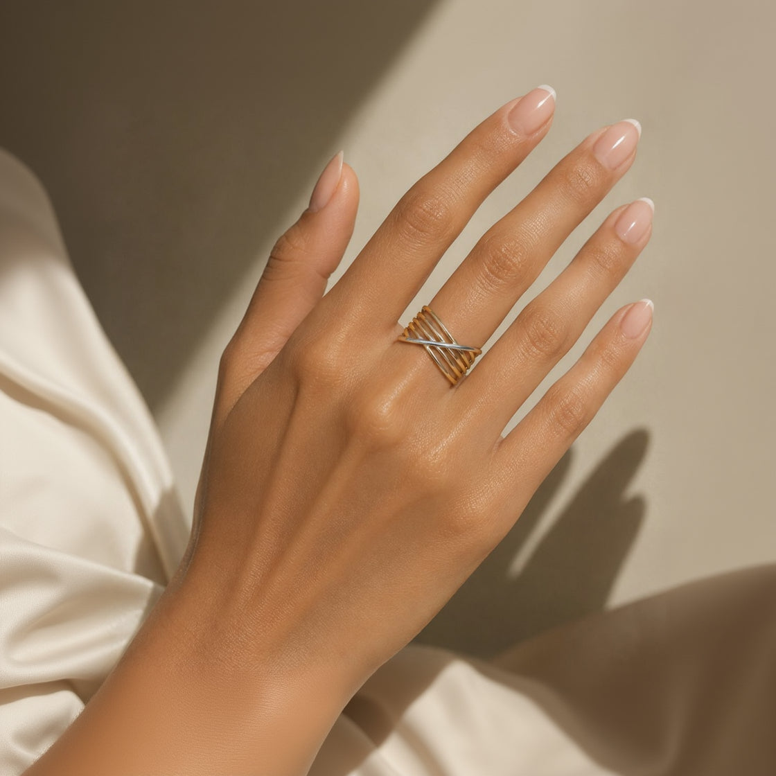 Silver Line Gold Ring (Adjustable Size)