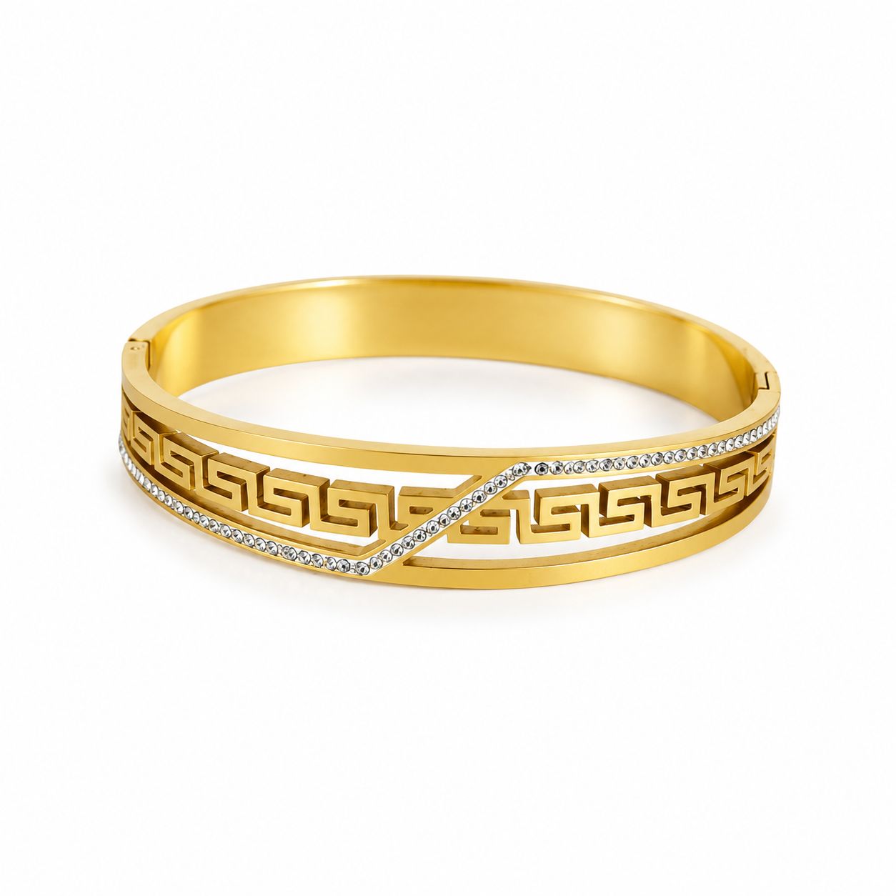 Maze Stone Gold Thin Wrist Bangle Bracelet