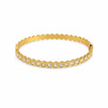 Hexa Stone Gold Thin Wrist Bangle Bracelet
