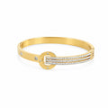 The Two Stone Gold Thin Wrist Bangle Bracelet