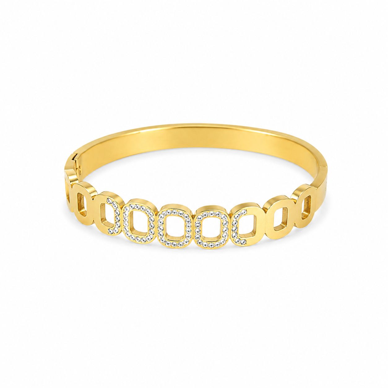 Halo Link Gold Bangle Bracelet