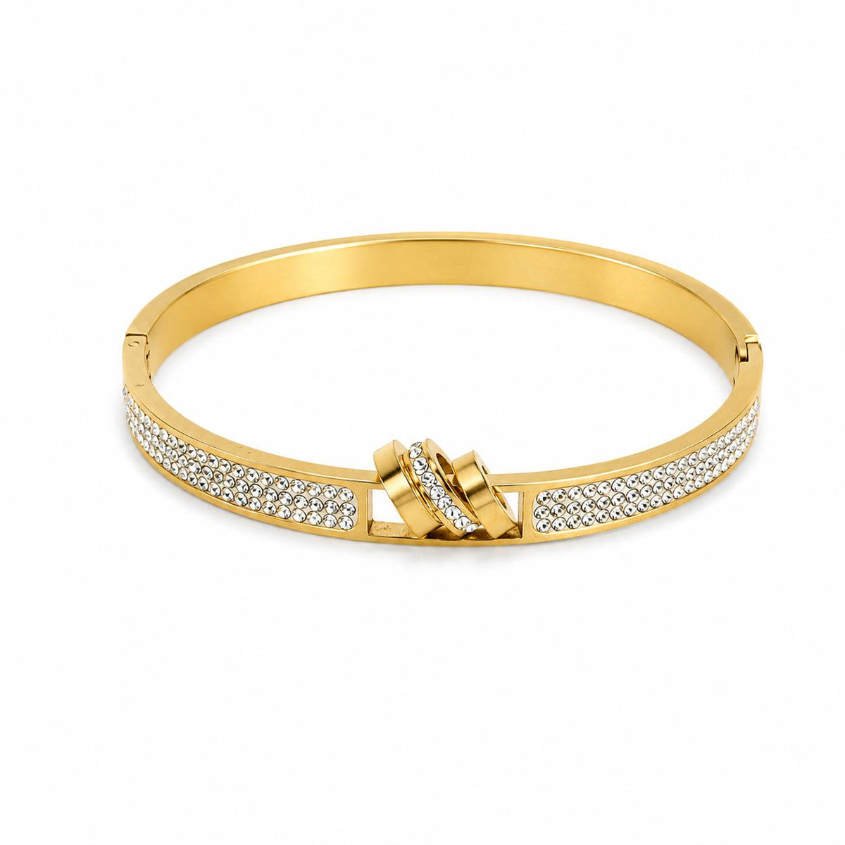 Tri Ribbon Gold Bangle Bracelet (Side Open)