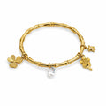 Stone Hanging Gold Bangle Bracelet