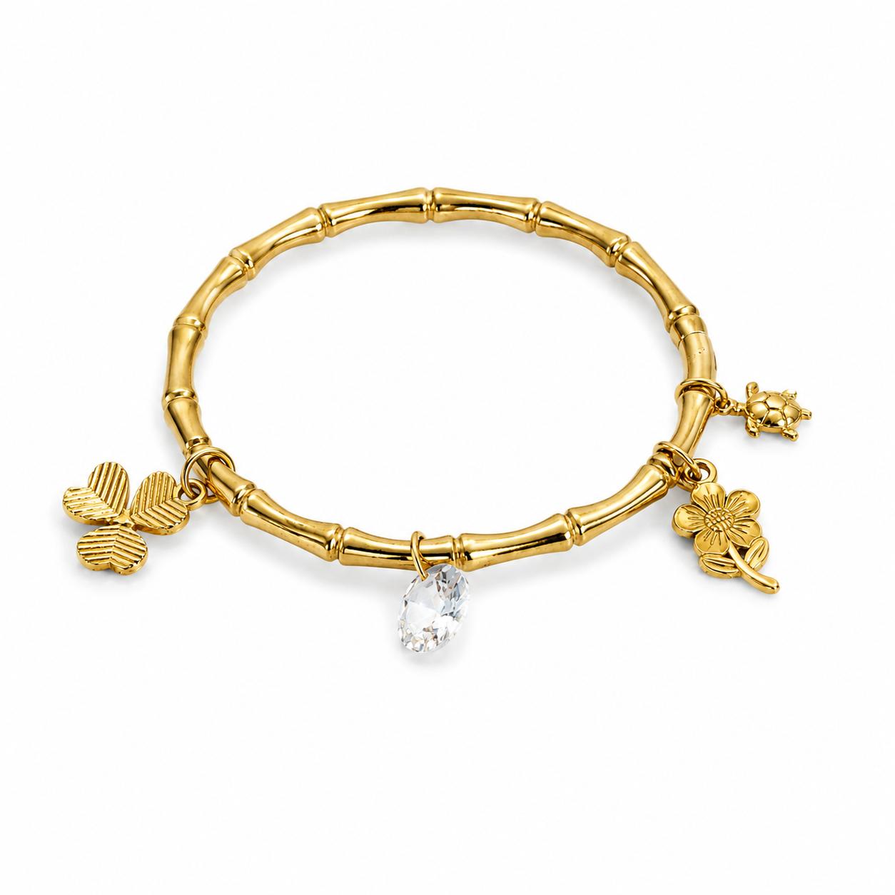 Stone Hanging Gold Bangle Bracelet