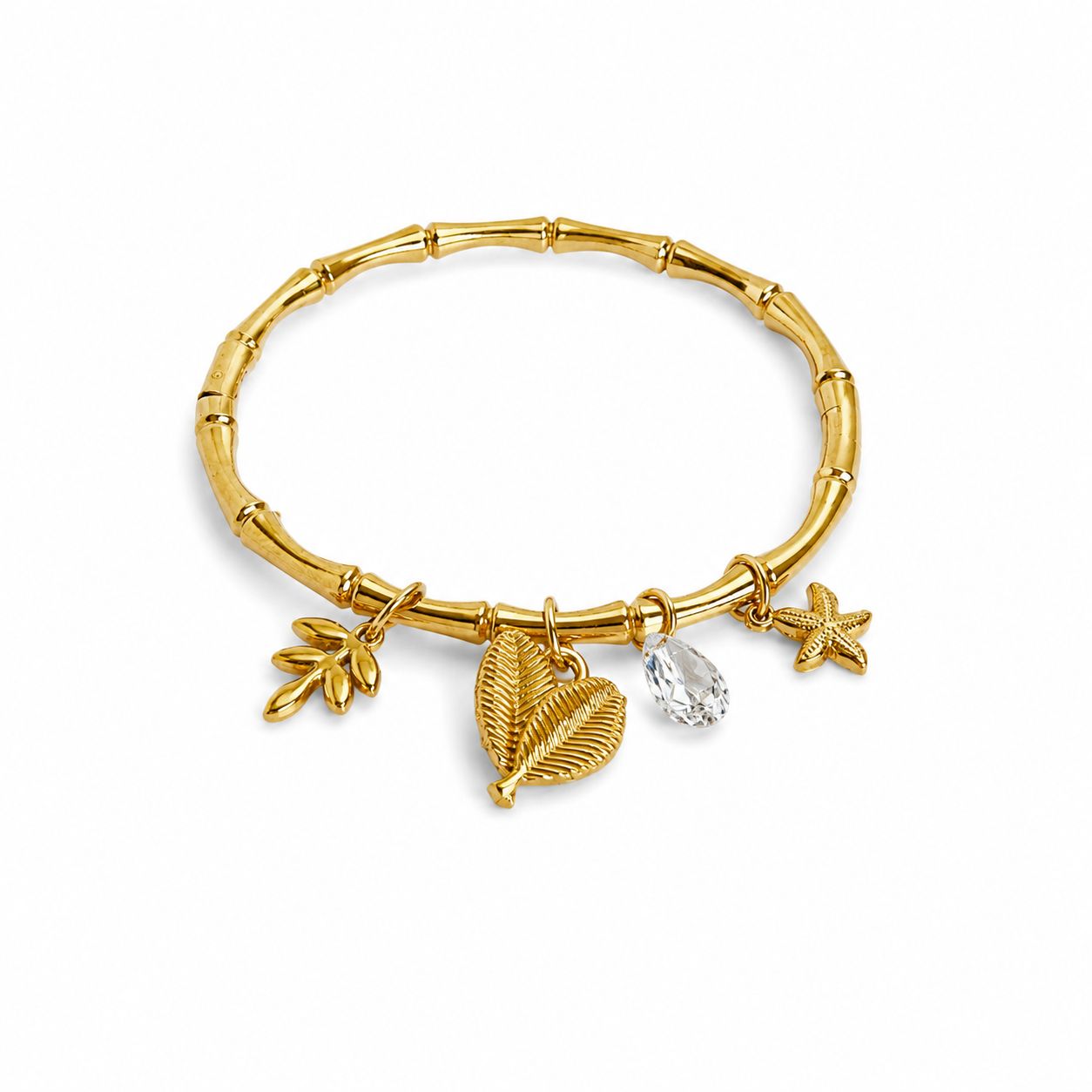 Bamboo Leaf Gold Bangle Bracelet