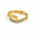 Triple Row Stone Gold Thin Wrist Bangle Bracelet