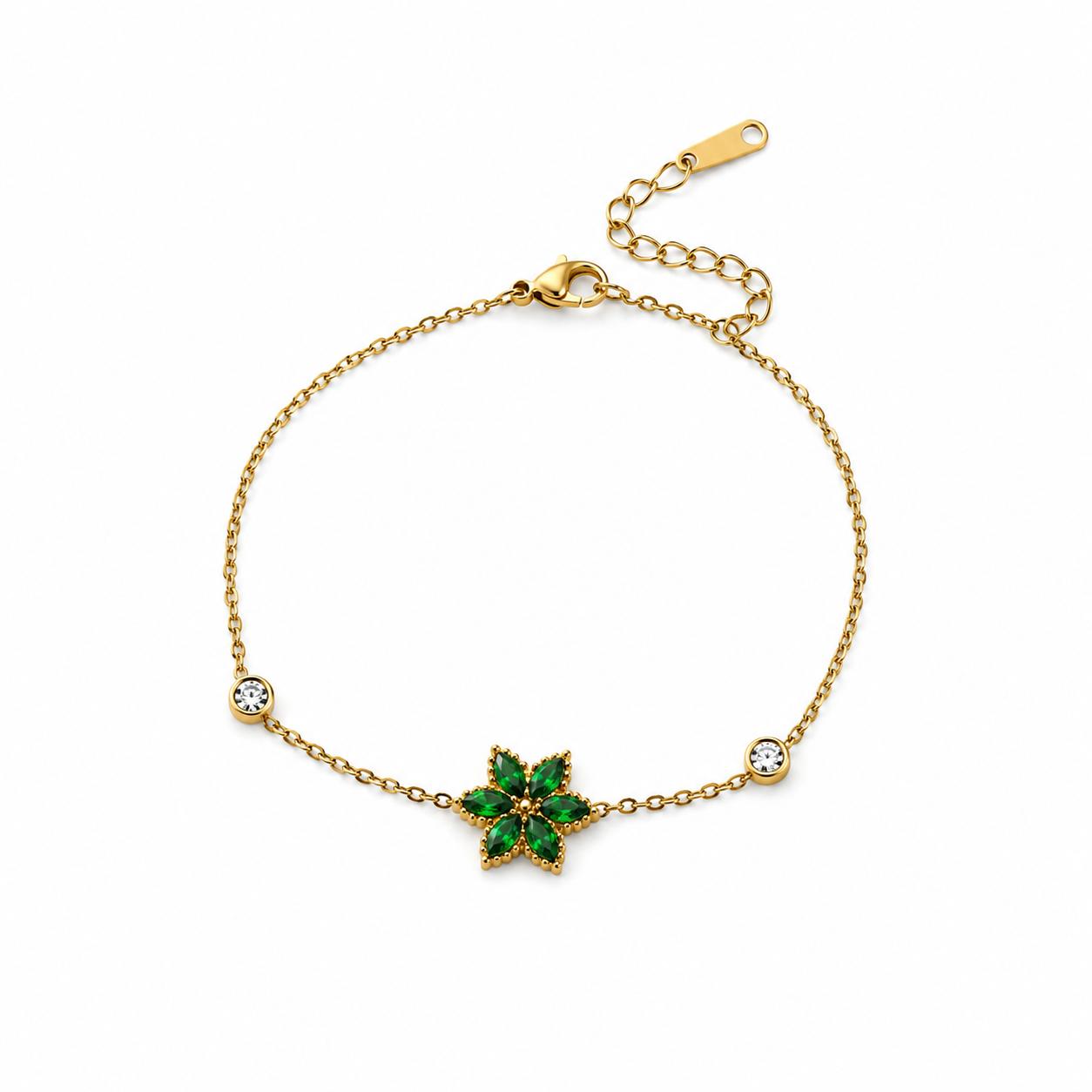 Green Daisy Gold Bracelet