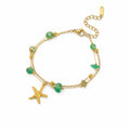 Starfish Green Layered Gold Bangle Bracelet