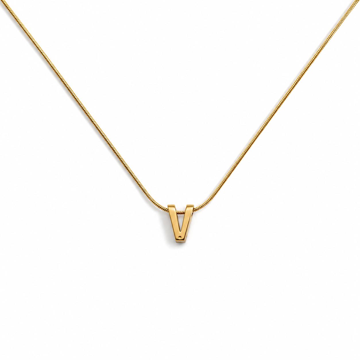 Letter V Gold Necklace