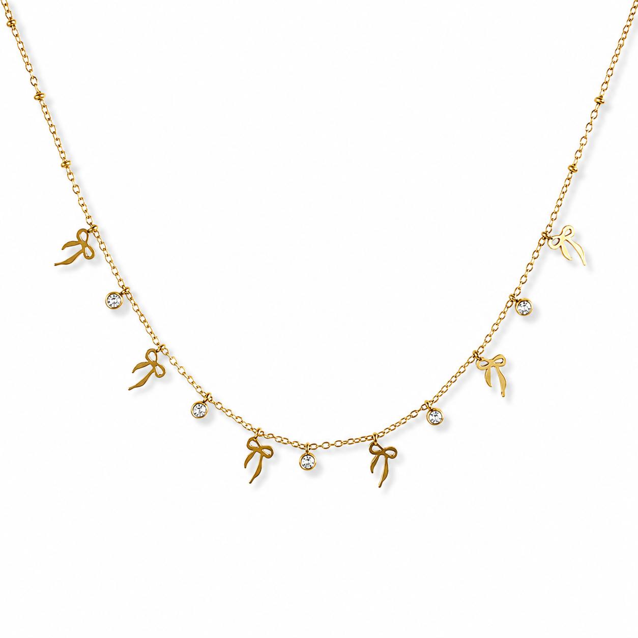 Bow Stone Gold Necklace