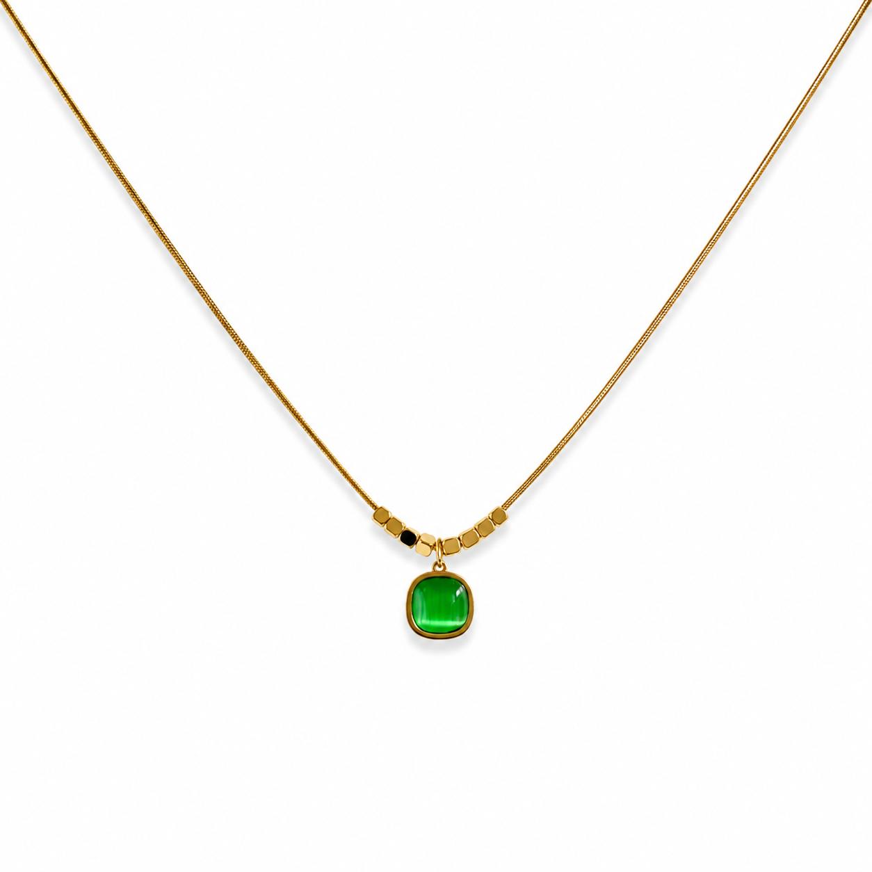 Dreamy Green Stone Gold Necklace