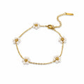 White Daisy Gold Bracelet