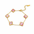 Raspberry Clover Gold Bracelet