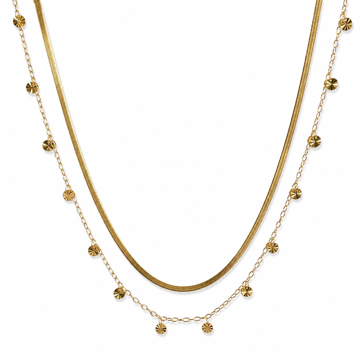 Round Dangling  Layered Gold Necklace