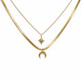 Moon And Star Layered Gold Necklace