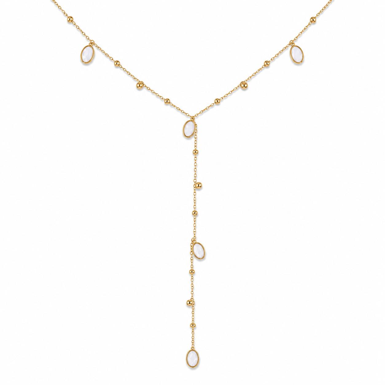 White Dangling Gold Necklace