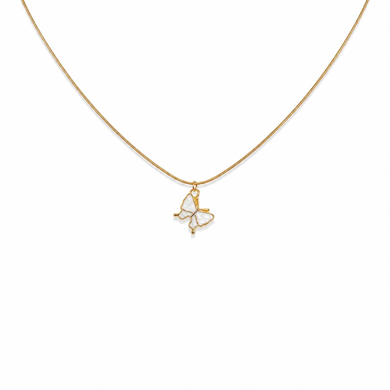 White Butterfly Gold Necklace