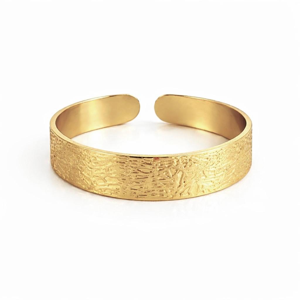 Textured Gold Bangle Bracelet (Adjustable Size)