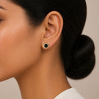 Black Round Gold Earrings