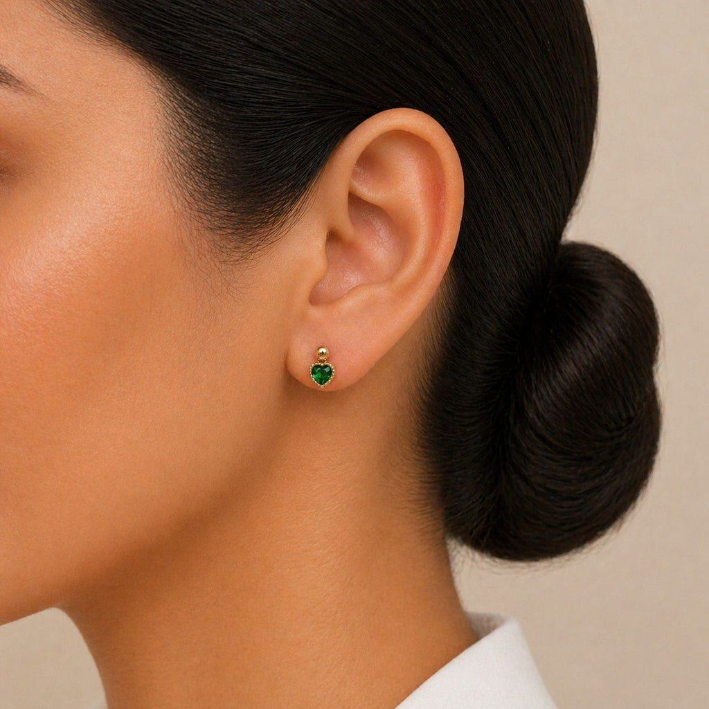 Green Stone Gold Earrings