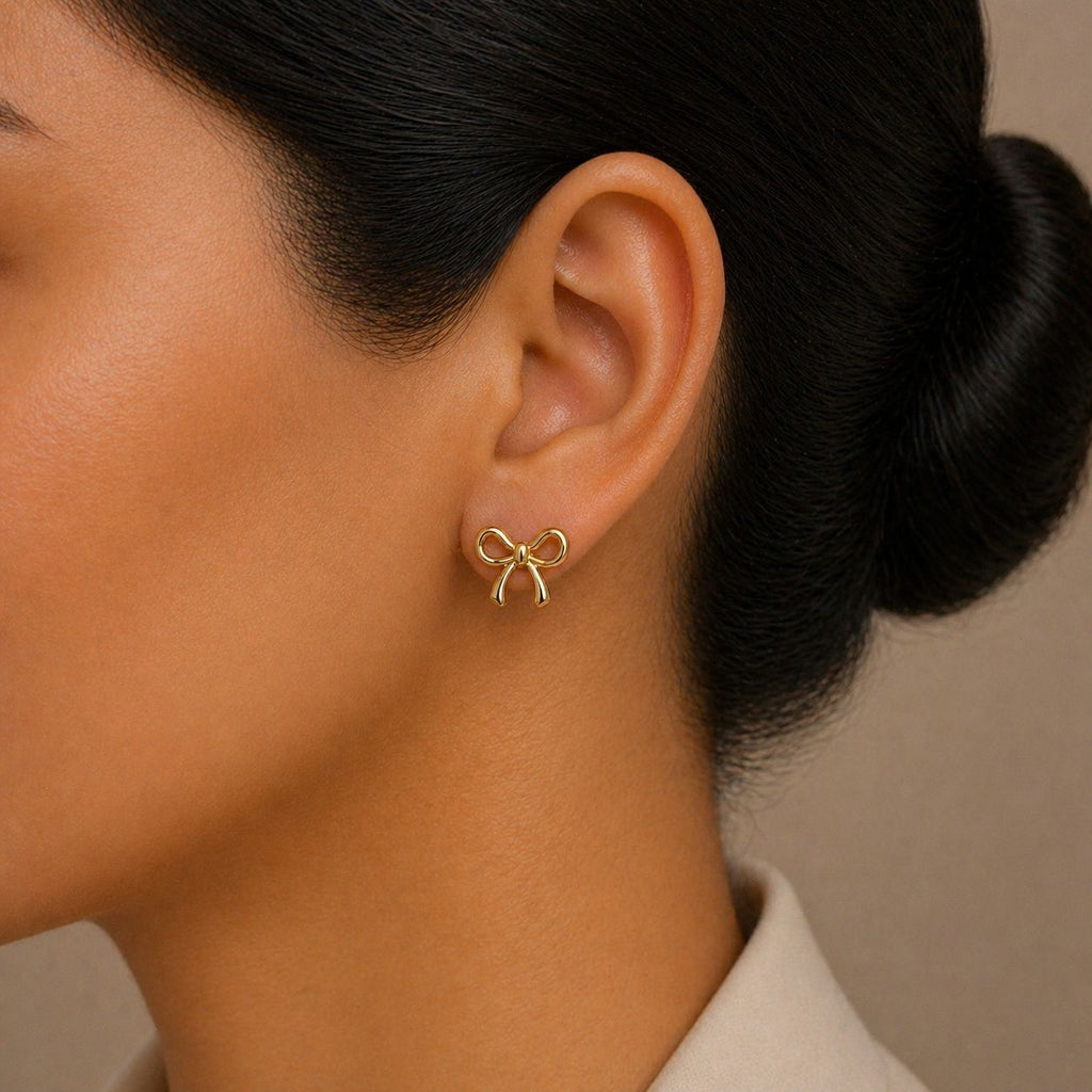 Simple Bow Gold Earrings