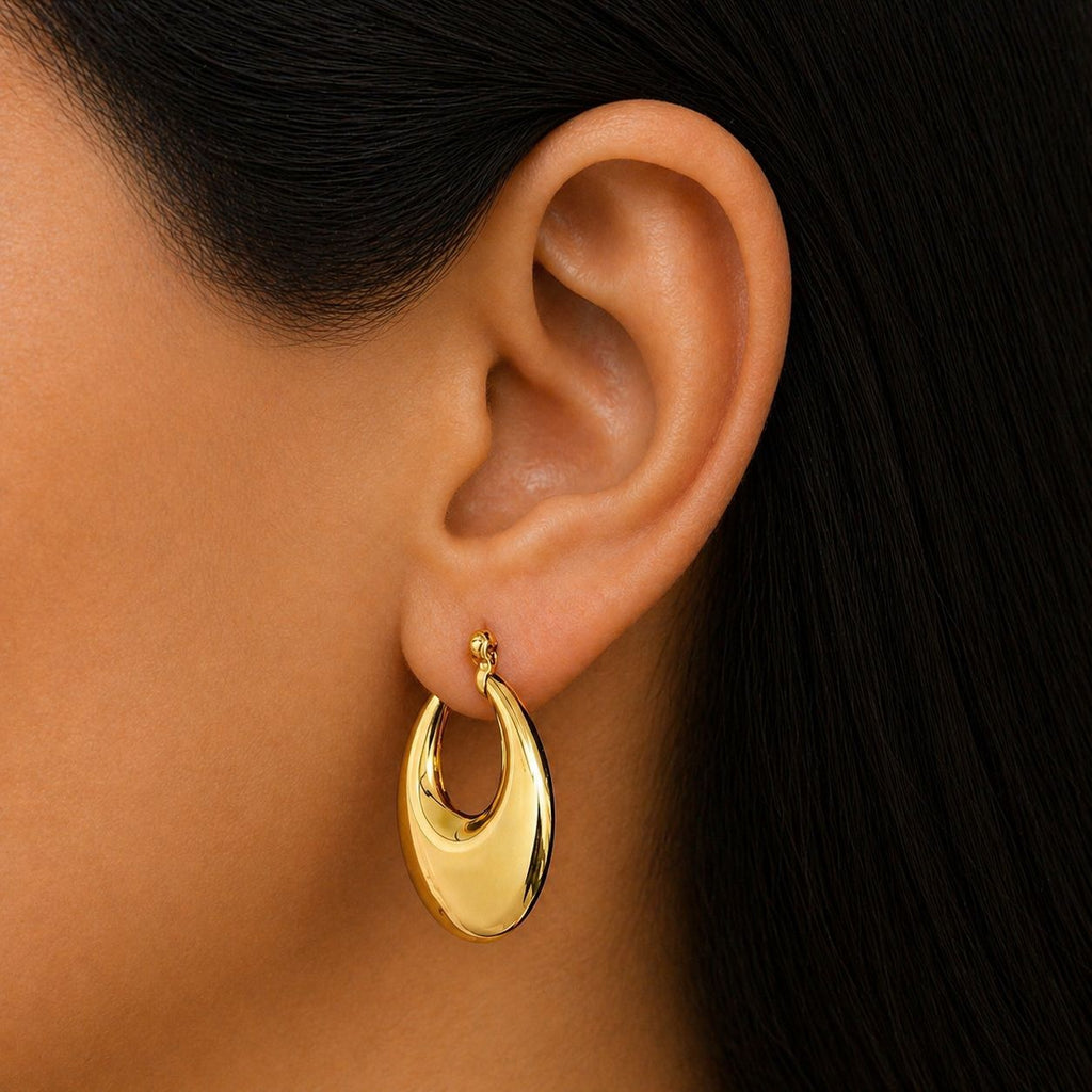 Sculpted Hoop Gold Earrings