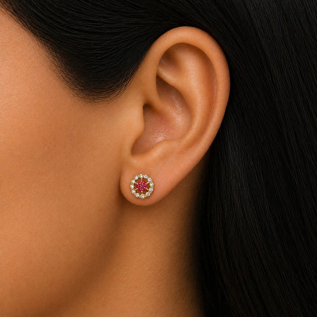 Stoned Gold Earrings