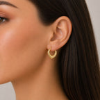 Textured Hoop Gold Earrings