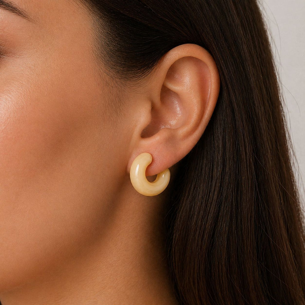 Cream Hoop Earrings