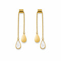 White Drop Gold Earrings