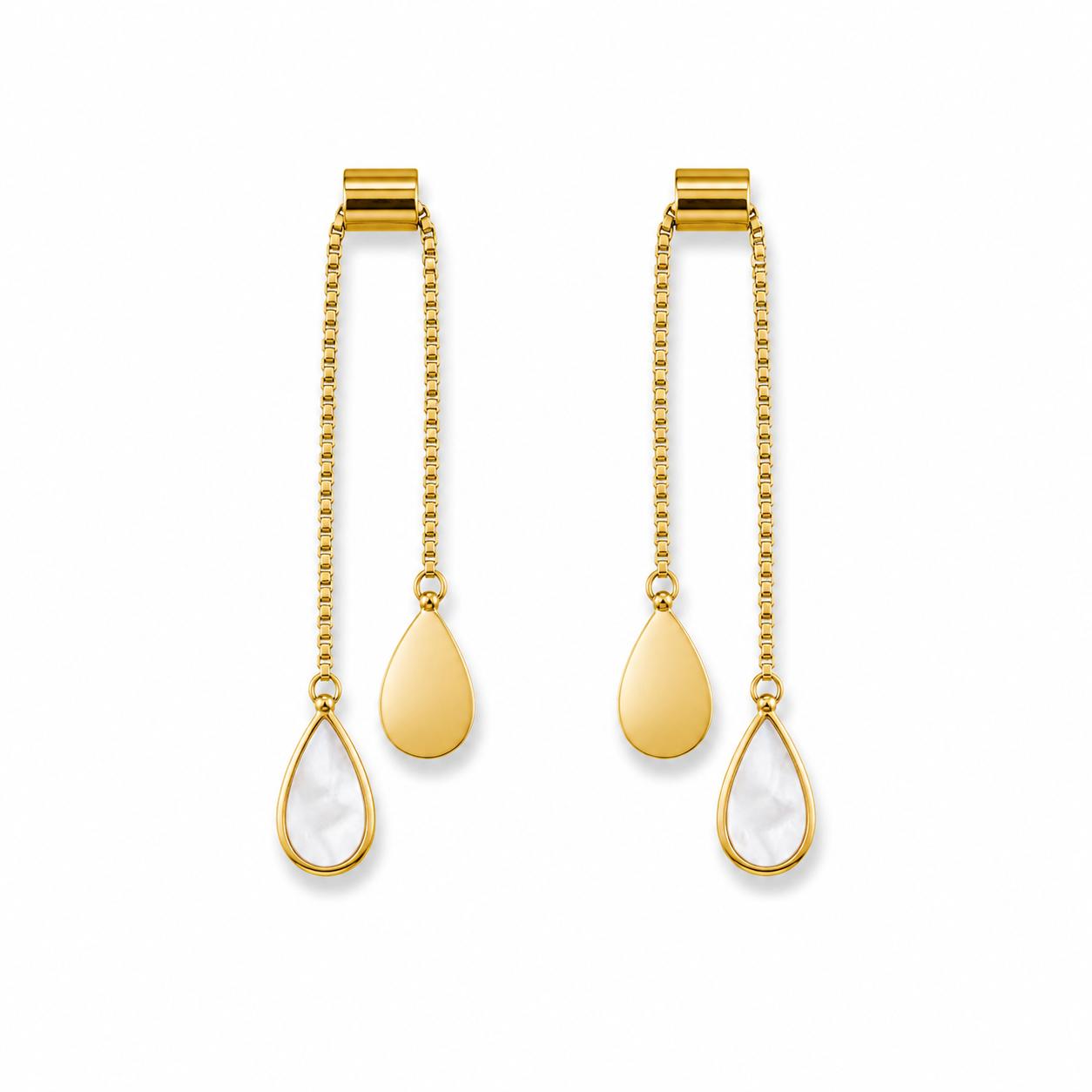 White Drop Gold Earrings