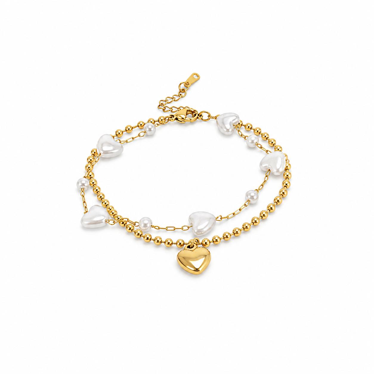Heart Pearl Layer Bracelet