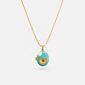Blue Flower Gold Necklace