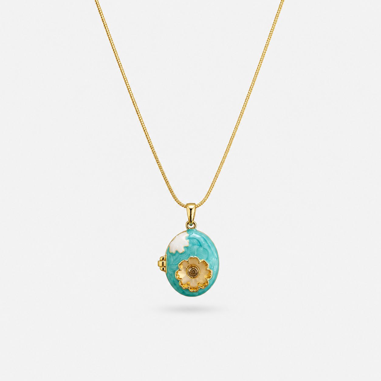 Blue Flower Gold Necklace