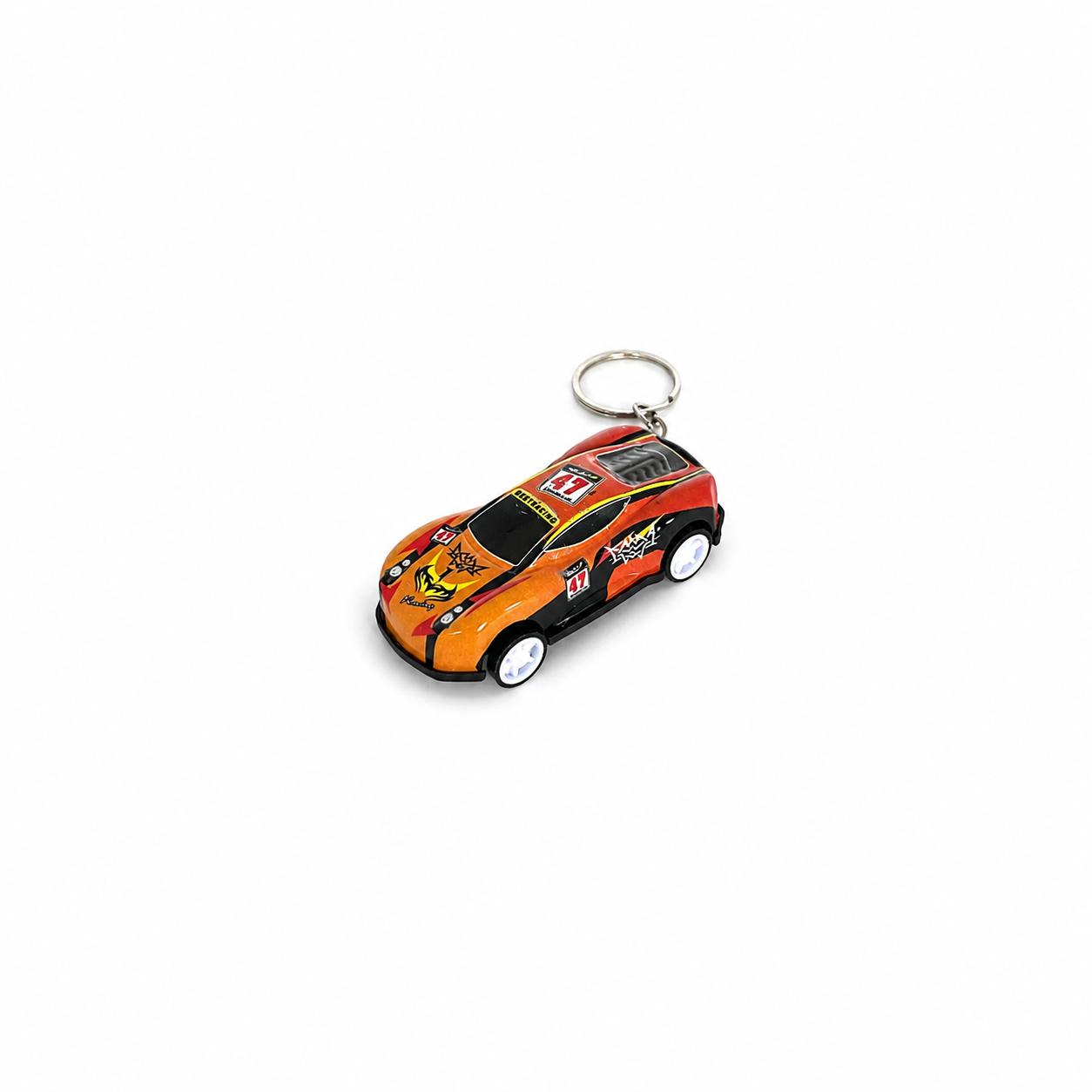 Orange Racing Car Keychain