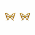 Butterfly Pearl Gold Stud Earrings