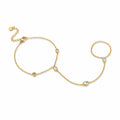 Simple Stone Gold Hand Chain (Ring With Bracelet)