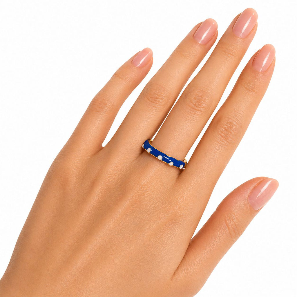Blue Stacy Gold Ring (Adjustable size)